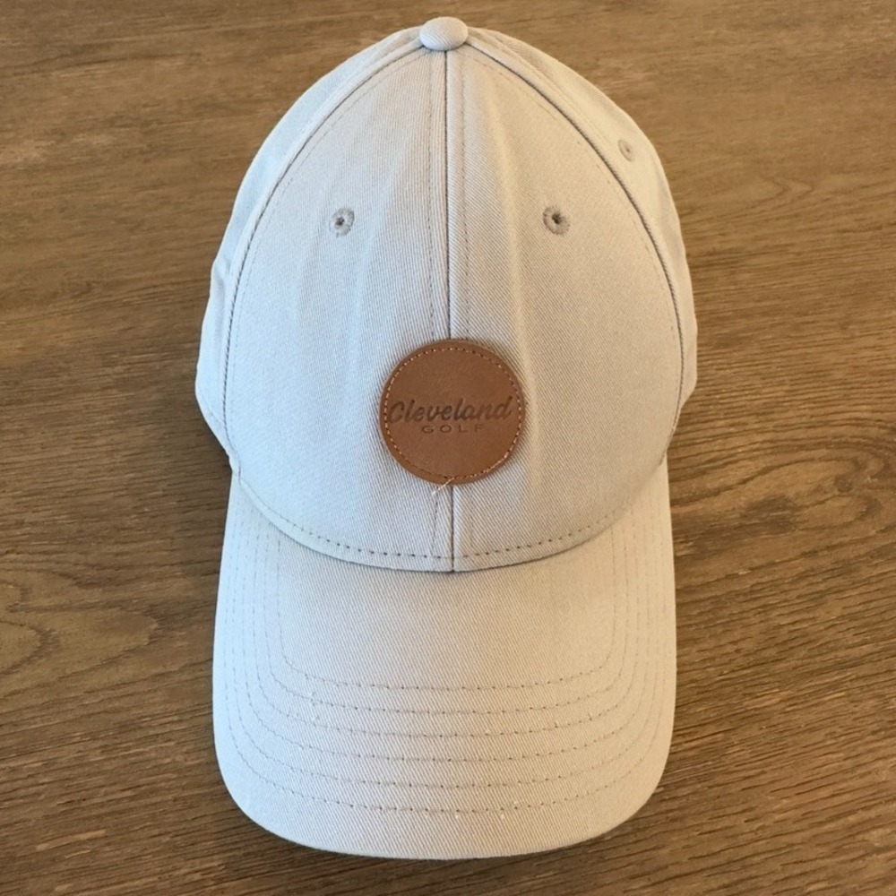 Cleveland Golf Club-100% Cotton‎ Hat-Leather Patch & Adjustable Strap-Gray Cap